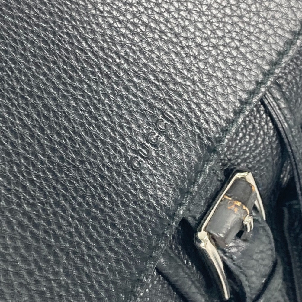 GUCCI Authentic Black Leather Bamboo Backpack - Picture 10 of 16